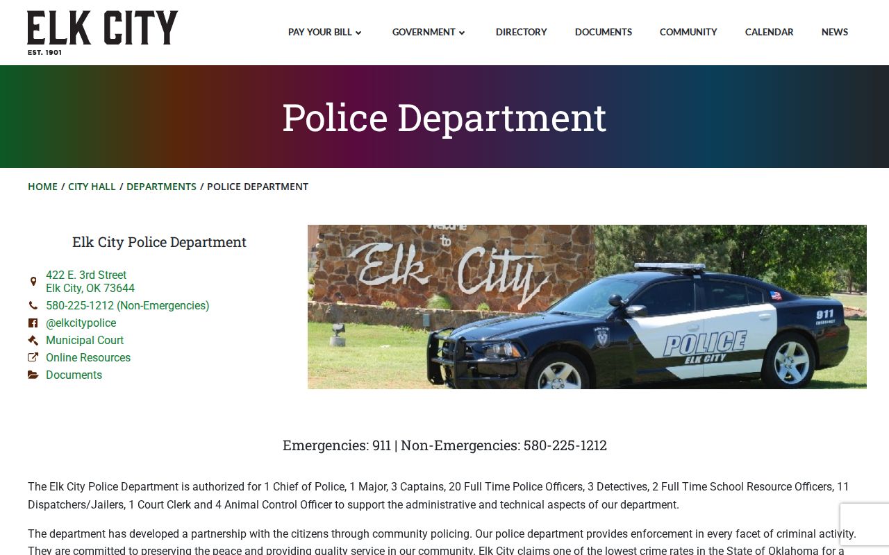 Elk City Police Department source for Beckham County arrest-record requests